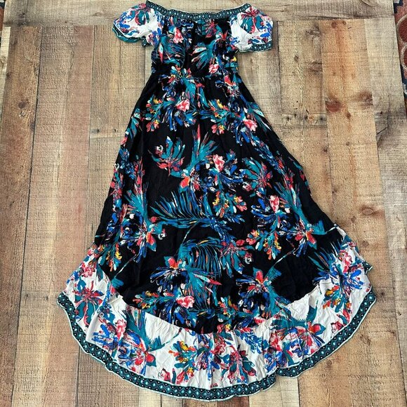 Flying Tomato Floral Off-Shoulder Boho High Low Midi Dress X-Small - Picture 7 of 7